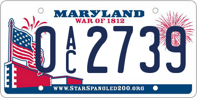 MD license plate 0AC2739