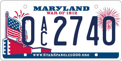 MD license plate 0AC2740