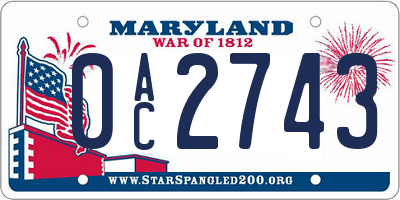 MD license plate 0AC2743