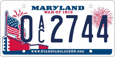 MD license plate 0AC2744