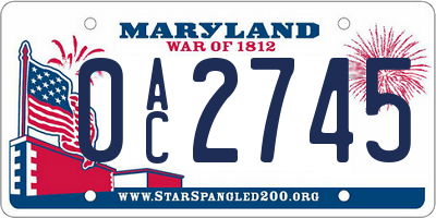 MD license plate 0AC2745