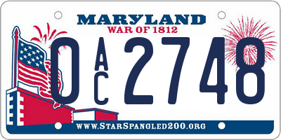 MD license plate 0AC2748