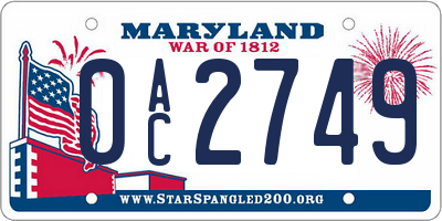 MD license plate 0AC2749
