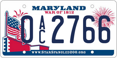 MD license plate 0AC2766