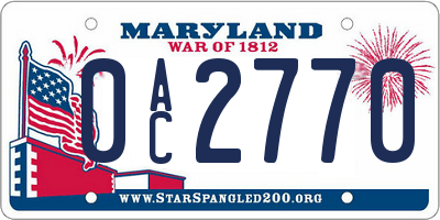 MD license plate 0AC2770