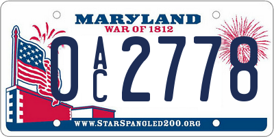 MD license plate 0AC2778