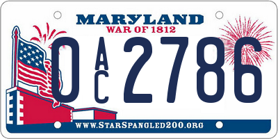 MD license plate 0AC2786