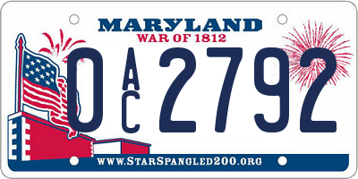MD license plate 0AC2792