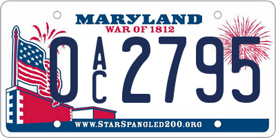 MD license plate 0AC2795