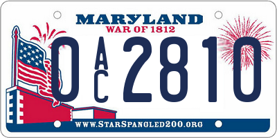 MD license plate 0AC2810