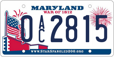 MD license plate 0AC2815