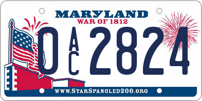 MD license plate 0AC2824
