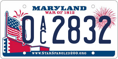 MD license plate 0AC2832
