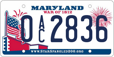 MD license plate 0AC2836