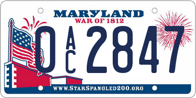 MD license plate 0AC2847