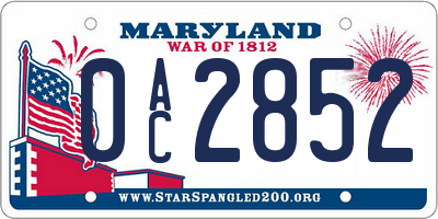 MD license plate 0AC2852