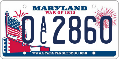 MD license plate 0AC2860