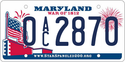 MD license plate 0AC2870