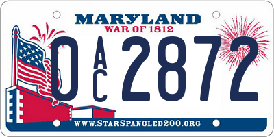 MD license plate 0AC2872