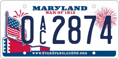 MD license plate 0AC2874