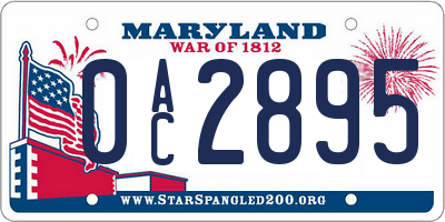 MD license plate 0AC2895