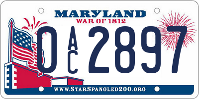 MD license plate 0AC2897