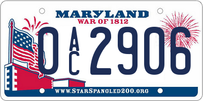 MD license plate 0AC2906