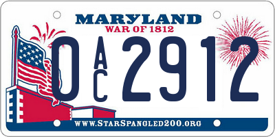 MD license plate 0AC2912
