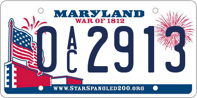 MD license plate 0AC2913