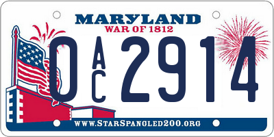 MD license plate 0AC2914