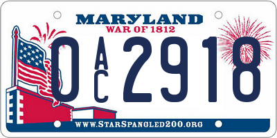 MD license plate 0AC2918
