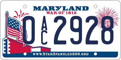 MD license plate 0AC2928
