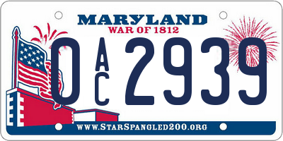 MD license plate 0AC2939
