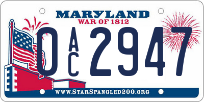 MD license plate 0AC2947