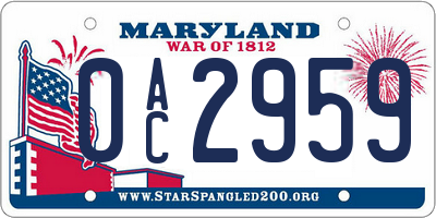 MD license plate 0AC2959
