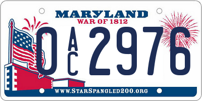 MD license plate 0AC2976