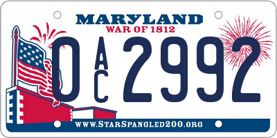 MD license plate 0AC2992