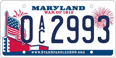 MD license plate 0AC2993
