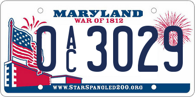 MD license plate 0AC3029
