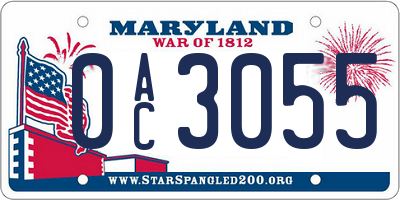 MD license plate 0AC3055