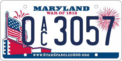 MD license plate 0AC3057