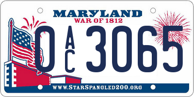 MD license plate 0AC3065
