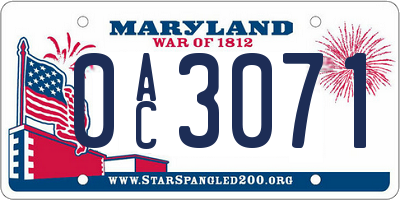 MD license plate 0AC3071