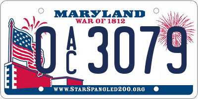 MD license plate 0AC3079