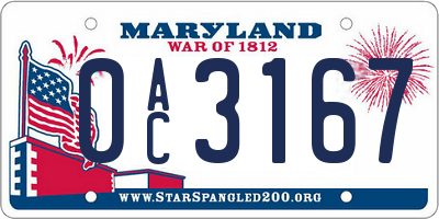 MD license plate 0AC3167
