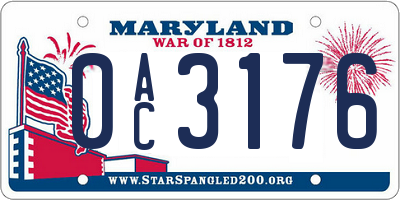 MD license plate 0AC3176