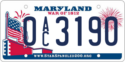MD license plate 0AC3190