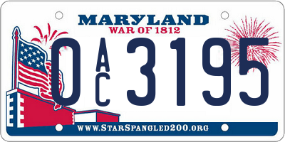 MD license plate 0AC3195