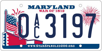 MD license plate 0AC3197
