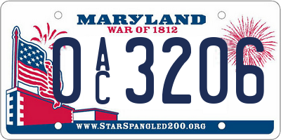 MD license plate 0AC3206